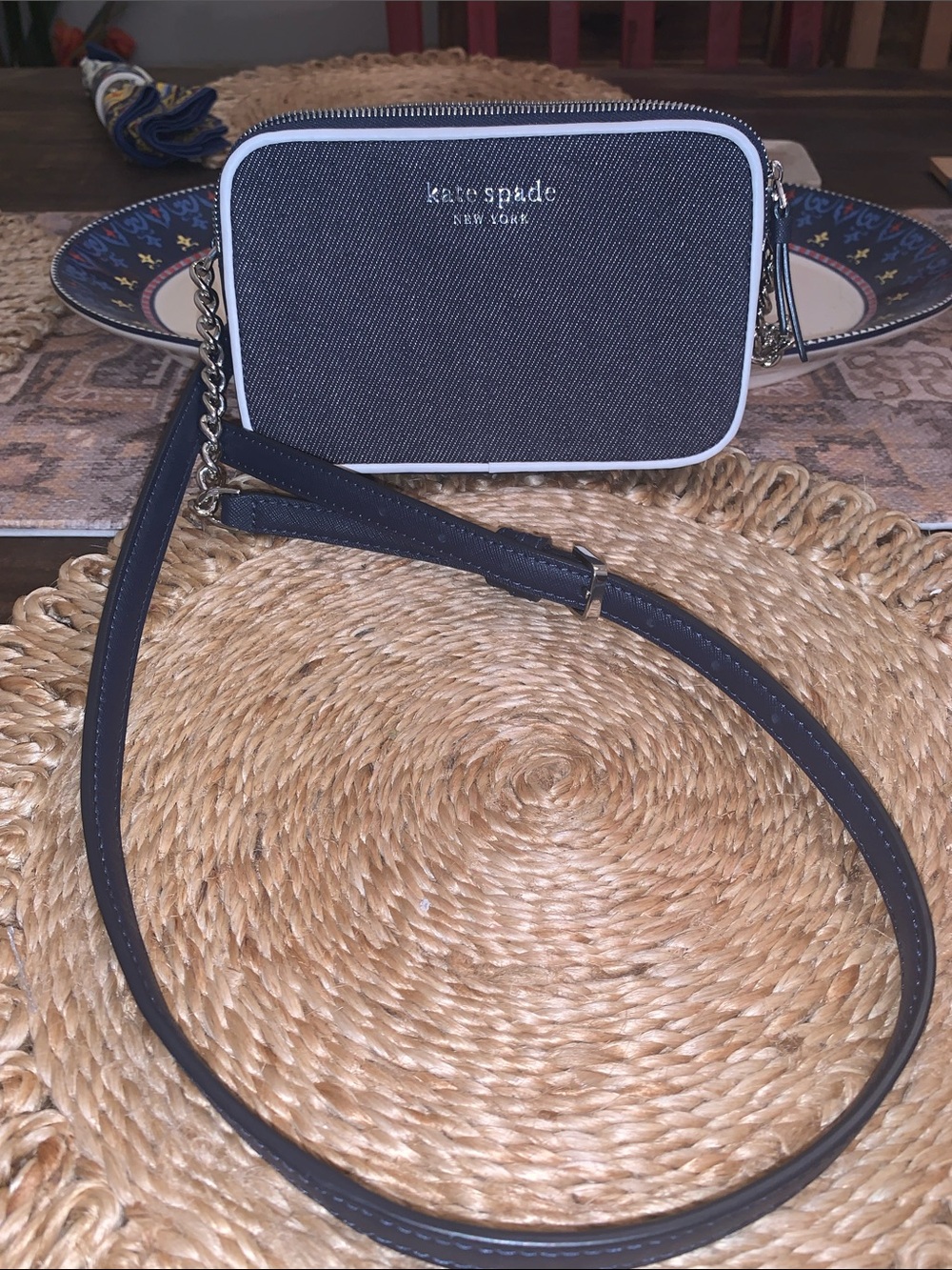 kate spade denim Jeanne small crossbody double zip Bag NWOT